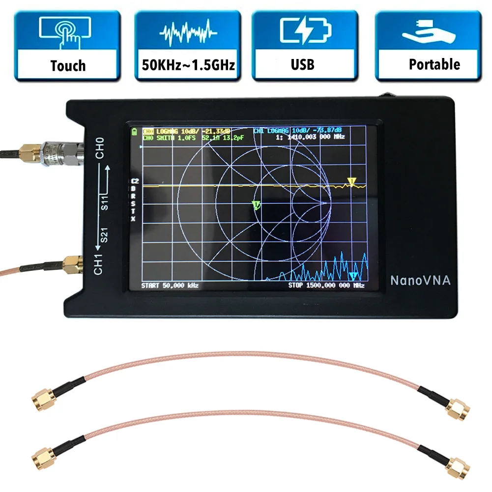 Analizator spektra Usb Vektorski Analizator Omrežja 4-palčni LCD-Zaslon HF VHF UHF 1,5 GHz Antena Merilni Instrument Za NanoVNA-H4