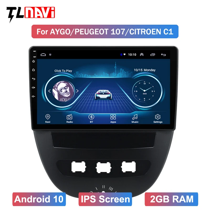 Android 10 Sistem Avtomobila IPS Zaslon na Dotik Stereo Za Peuget 107 1Toyota Aygo 1Citroen C1 2005-2013 let Stereo