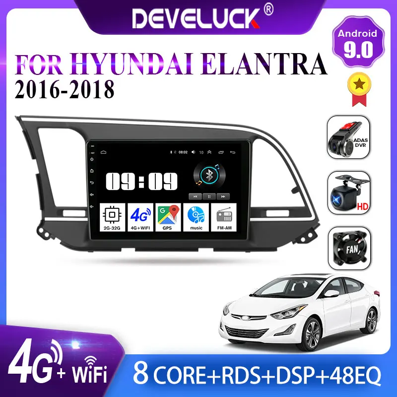 Android 9.0 2Din avtoradio Navigacija GPS Multimedijski Predvajalnik videa, Za Hyundai Elantra 6 2016 2017 2018 2 Din stereo DVD DSP