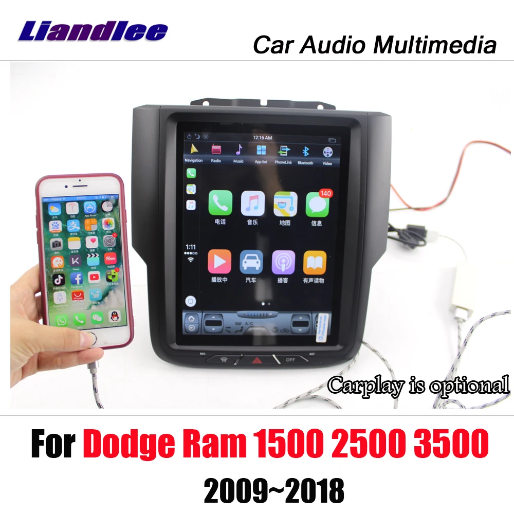 Android Multimedijski Predvajalnik Za Dodge Ram 1500/2500/3500 2009-2018 Stereo Tesla Zaslon Carplay USB Wifi Zemljevid GPS Navigacijska tipka Navi
