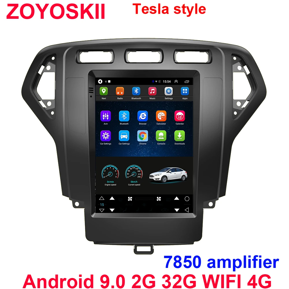 Android os 10 palčni zaslon navpičnem Tesla slog avto gps multimedia radio Bluetooth navigacijske igralec za Ford Mondeo 2007-2010