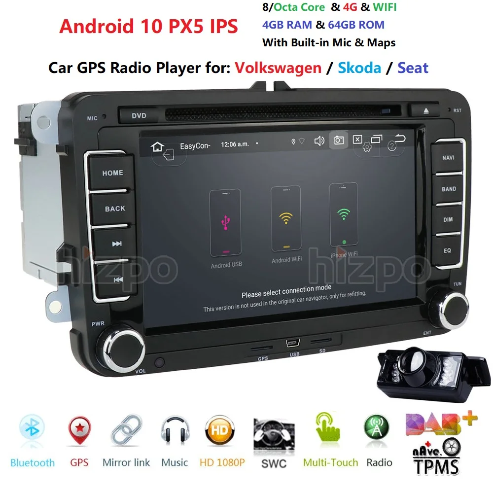 Android Q 10 Jedro Octa 4G RAM 64 G ROM Avto DVD Predvajalnik Za VW/Volkswagen/Golf/Polo/Tiguan/Passat/b7/b6/SEDEŽ/leon/Škoda/Octavia
