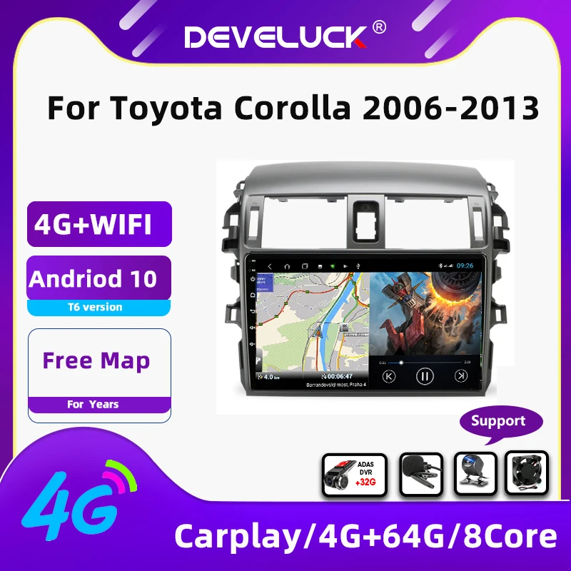 Android9.0 4G NETO avtoradio, Predvajalnik Za Toyota Corolla E140/150 2006-2013 AutoStereo 2 DIN 4G+64 G GPS Navigacija RDS