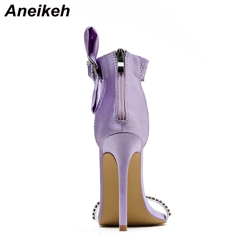 Aneikeh 2021 Poletje Žensk ShoesSweet Moda Kovinski Decoratio Metulj-Vozel Seksi Visokih Petah Kristalno Mozaik Sandalias Mujer