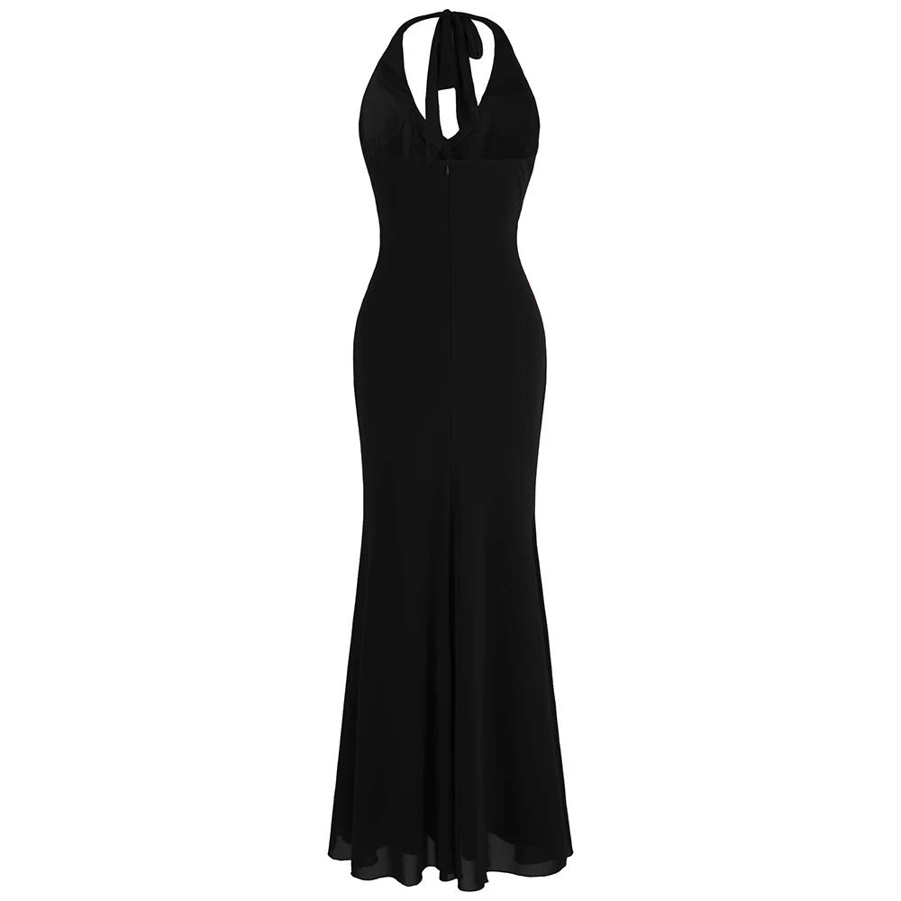 Angel-modnih Povodcem Beading Črne Večerne Obleke Dolgo, Formalno Stranko Obleke 474 484