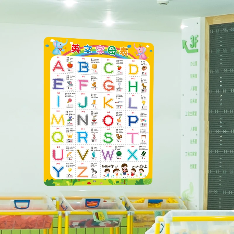 Angleške Abecede Stenske Nalepke DIY Risanka Učenje Jezikov Steno Umetnosti za Otroke, Soba za Vrtec, Doma Dekoracijo