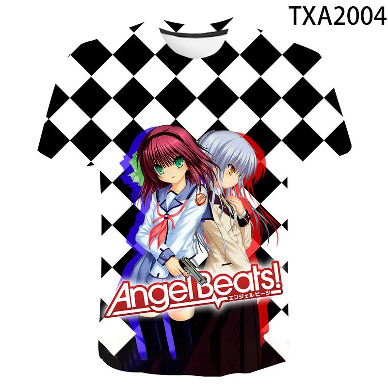 Anime 3D Tiskanja Angel Beats Cosplay Majica s kratkimi rokavi Moški Ženske Otroci AngelBeats Nakamura Jurij Risanka T-shirt Moda Fant, Dekle, Otroci Tee