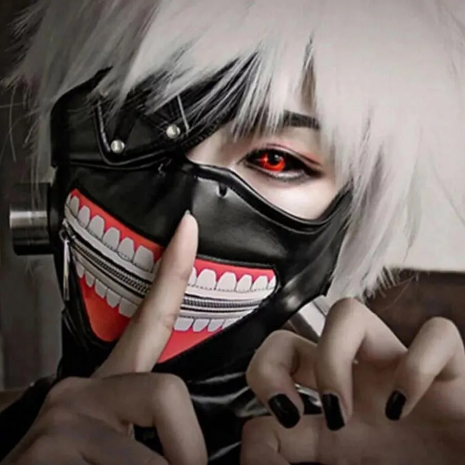 Anime Cosplay Rekvizitov, Tokyo Ghoul 2 Kaneki Ken Kostum Lasuljo Masko Nastavljiv Zadrgo Gume Maske Fancy Žogo Blinder Accessor