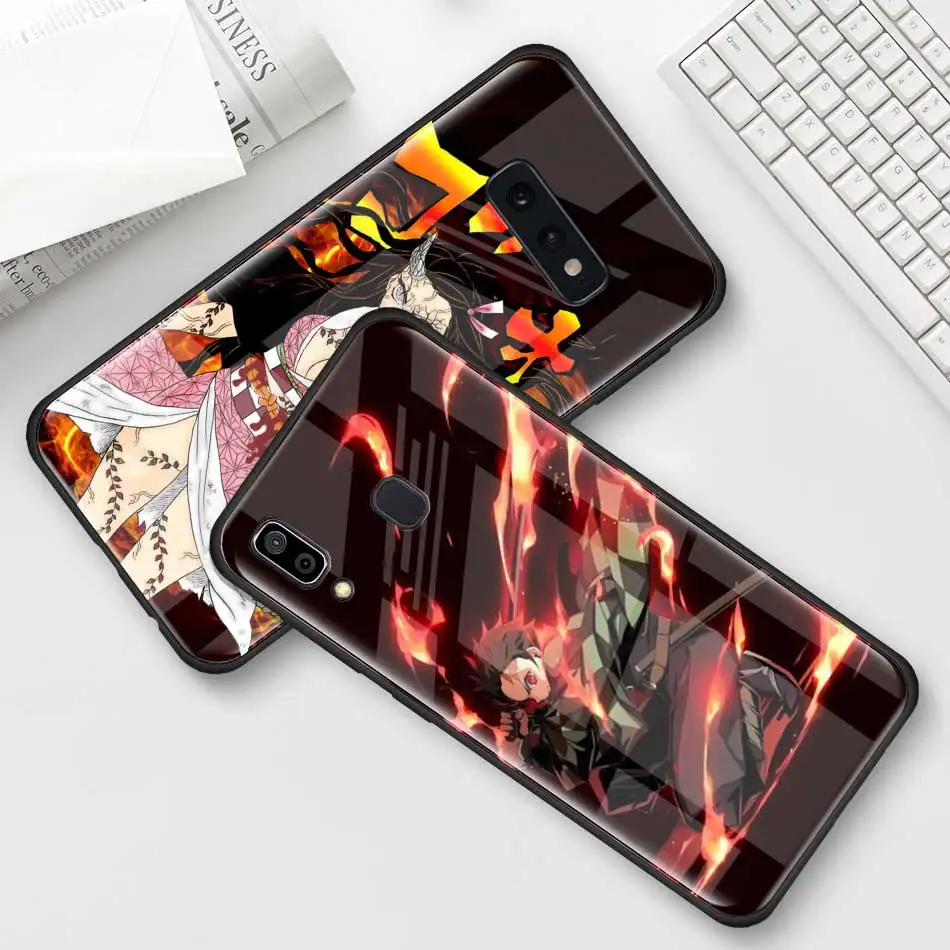 Anime Demon Slayer Kimetsu ne Yaiba Steklo Ohišje za Samsung Galaxy S20 FE S21 Opomba 20 Ultra S10 10 Lite S9 Plus Telefon Kritje Coque