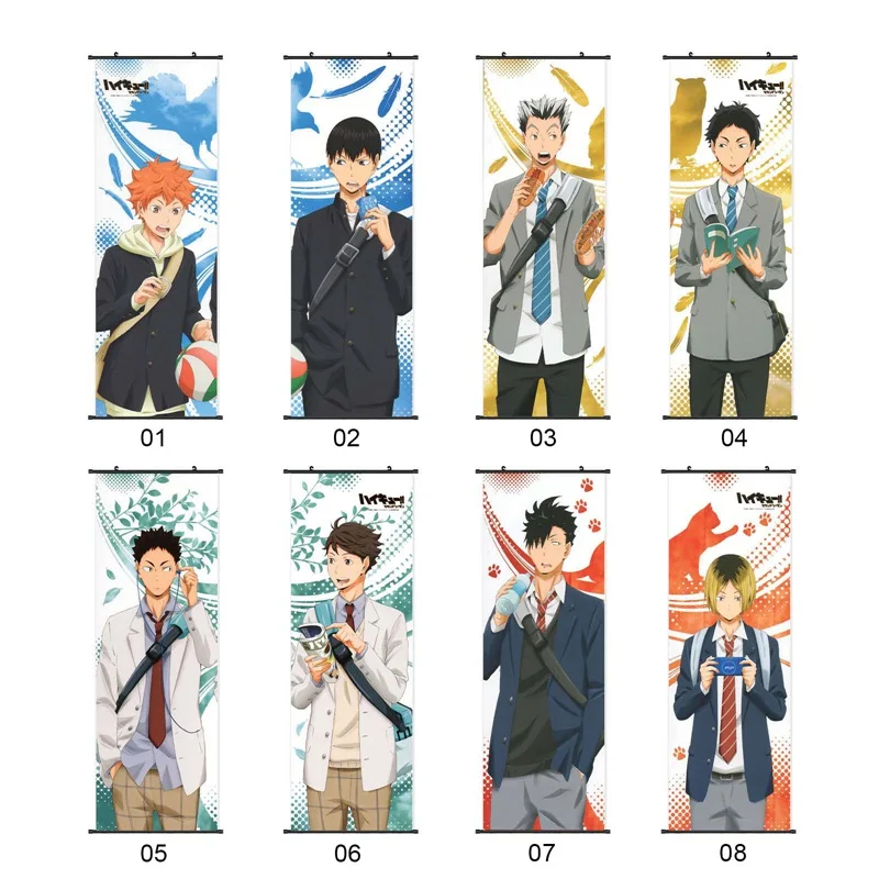 Anime Haikyuu!! Zid se Pomaknite Plakat Manga Številke Hinata Shoyo Tobio Kageyama Visi Slike 30x90cm Doma Dekoracijo