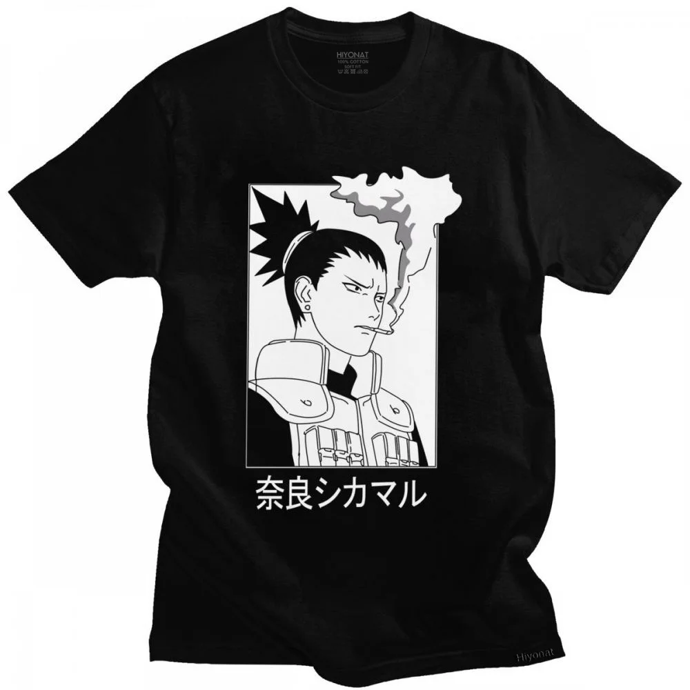 Anime Naruto Shikamaru Nara Majica s kratkimi rokavi Moški Bombaž Stilsko T-shirt Kratek Rokav Japonskih Manga Tee Vrhovi Slim Fit, Oblačila Darilo