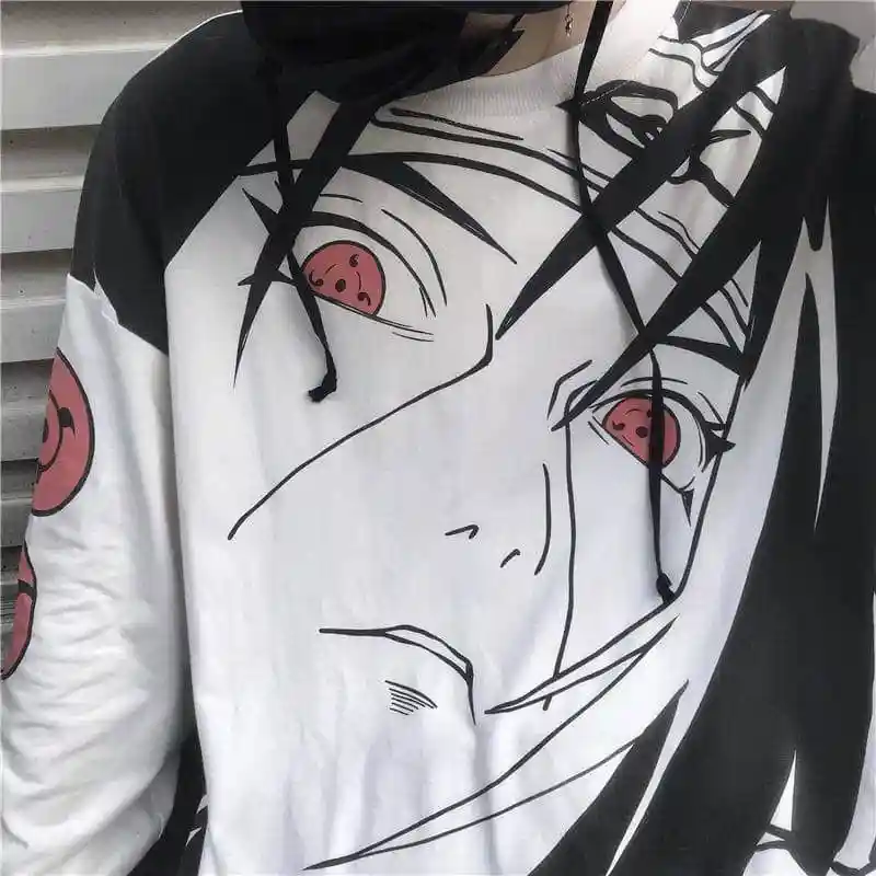 Anime Naruto Uchiha Itachi Sharingan tiskanja tanke, ki so hoody Jeseni ulične svoboden dolgimi rokavi, puloverji Majica ženske me