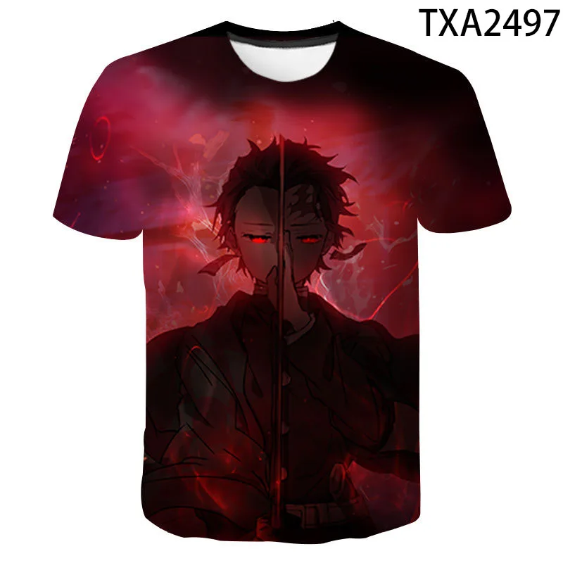 Anime T Shirt Demon Slayer Kimetsu ne Yaiba Cosplay Majica s kratkimi rokavi Moški Ženske Otroci Kamado Tanjirou Nezuko meč Tee Majica Cool Tee