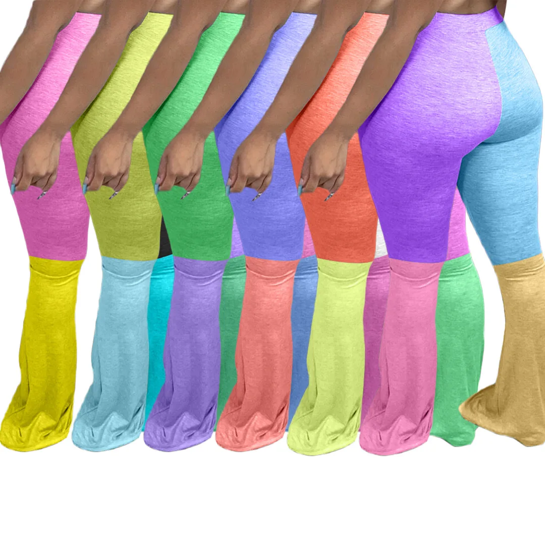 ANJAMANOR Pisane Sweatpants Jeseni Leta 2020 Ženske Oblačila Barvo Bell Dnu Flare Hlače Širok Noge Hlače Dropshipping D49-CB28