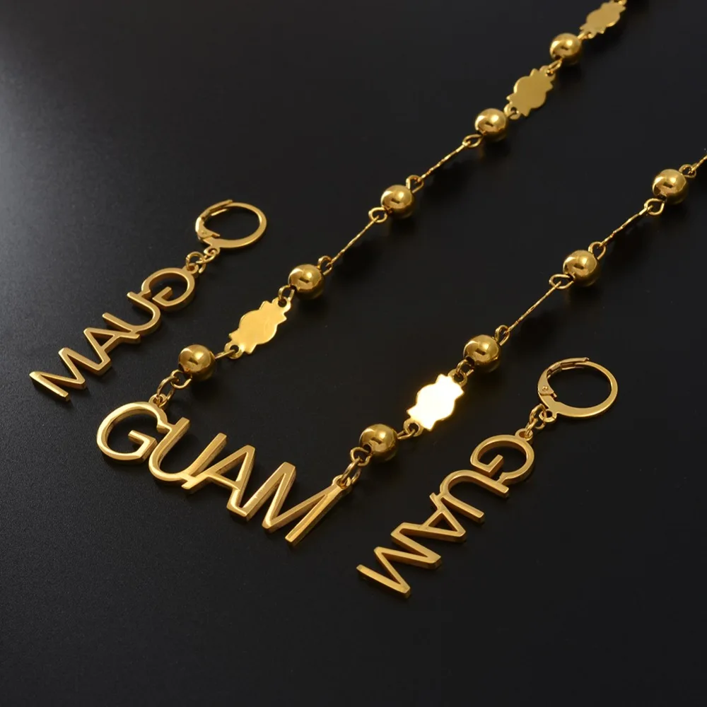 Anniyo Guam Obesek Kroglic Ogrlice Uhani kompleti za Ženske Zlata Barva Žogo Verige Nakit Trendy Otokih Stranka Darila #069321
