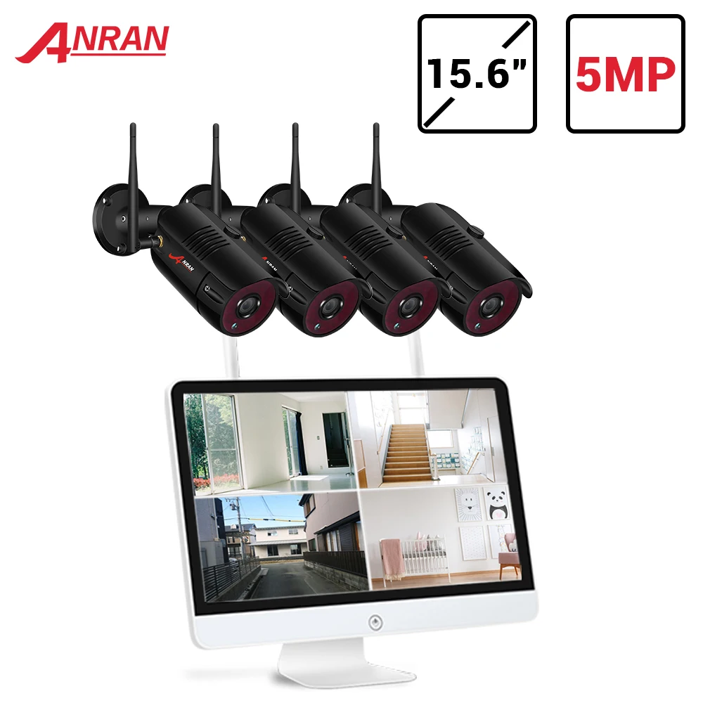 ANRAN 1920P Brezžični NVR Kompleti 15' LCD-zaslon HD prostem varnosti 5MP IP Kamera za video nadzor, wifi cctv kamer Ip66