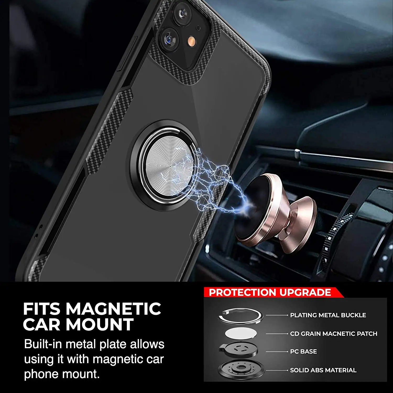 Anti-Padec Telefon Kritje Primera s 360° Vrtljivo Magnetno Tesnilo Imetnik Opora Za iPhone 11 Pro X XR XS MAX 8 7 6 Plus Kritje