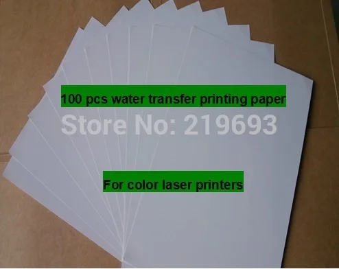 Anti UV nepremočljiva (100 listov/veliko) A4 brisanje/pregledna laser waterslide prenos papirja za tiskanje laserske vodne nalepke papirja