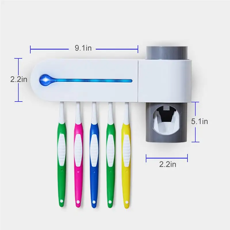 Antibacteria 2 v 1 UV Svetlobo, Ultravijolično zobna ščetka Samodejno zobna pasta Razpršilnik Sterilizator zobne ščetke Imetnik Čistilec
