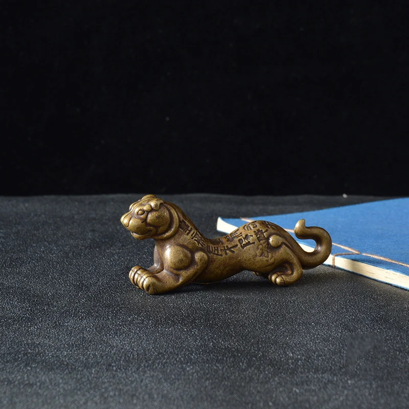 Antični Bronasti Kitajski Anticent Simboli Poveljnika, Pečat ali Tally Tiger Figurice Miniature Domače Namizne Dekoracije Dodatki