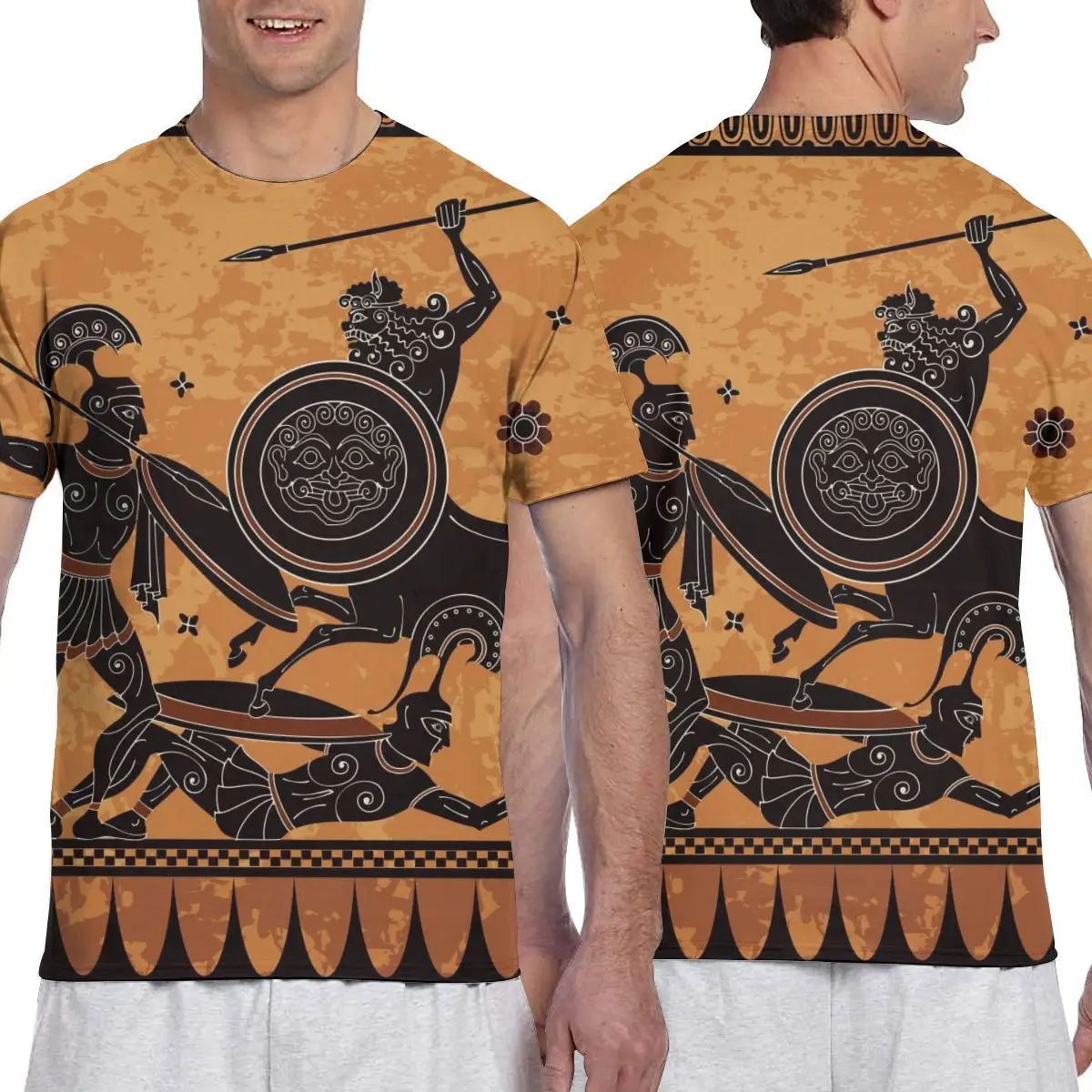 Antični Grčiji Bojevnik Modni T-shirt Moški 2020 Poletje Posadke Vratu za Moške Tshirt Tee Majice