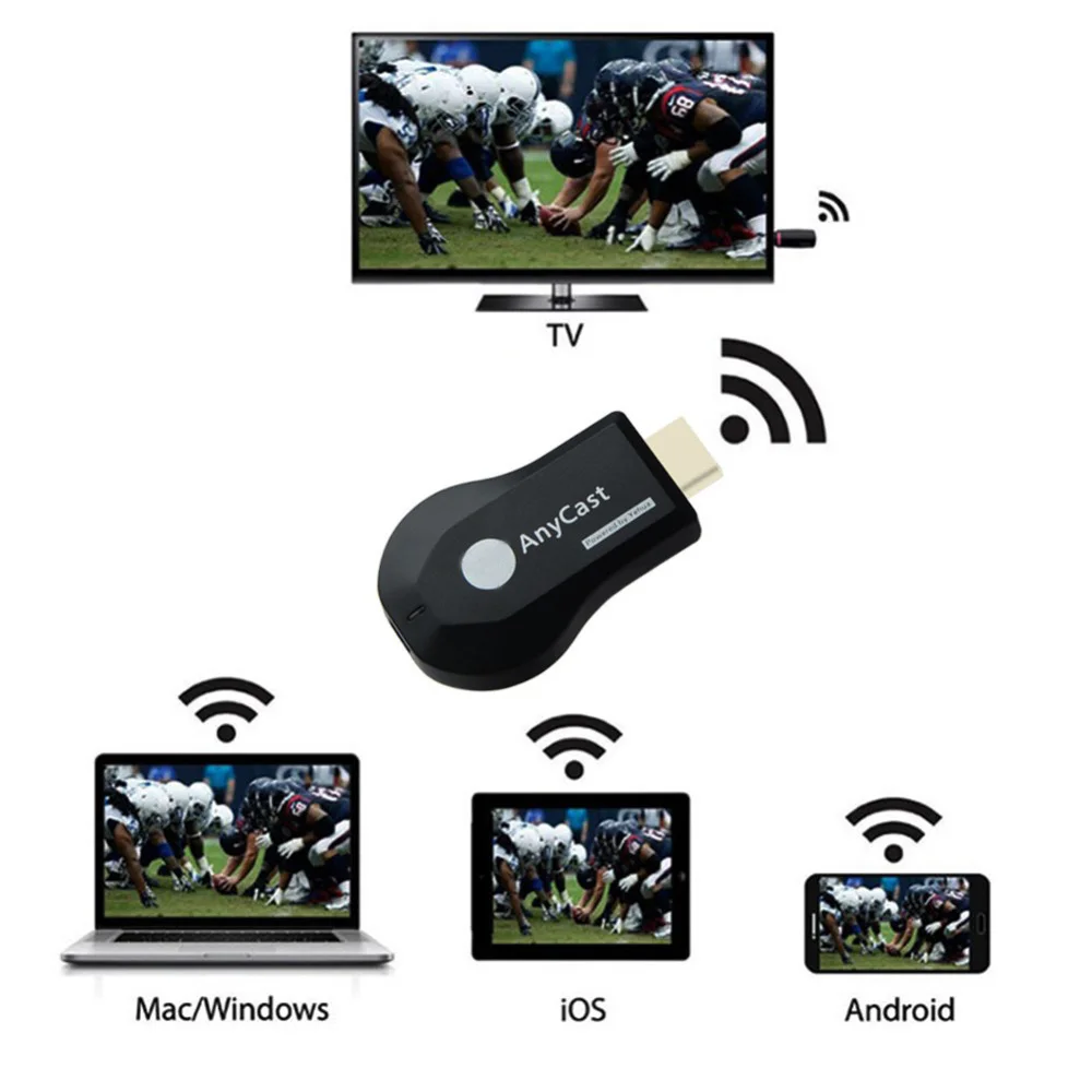 Anycast Brezžični WiFi Dongle Sprejemnik TV palico Adapter M2/M4/M9 Plus Android 1080P DLNA Airplay Miracast TV za YouTube