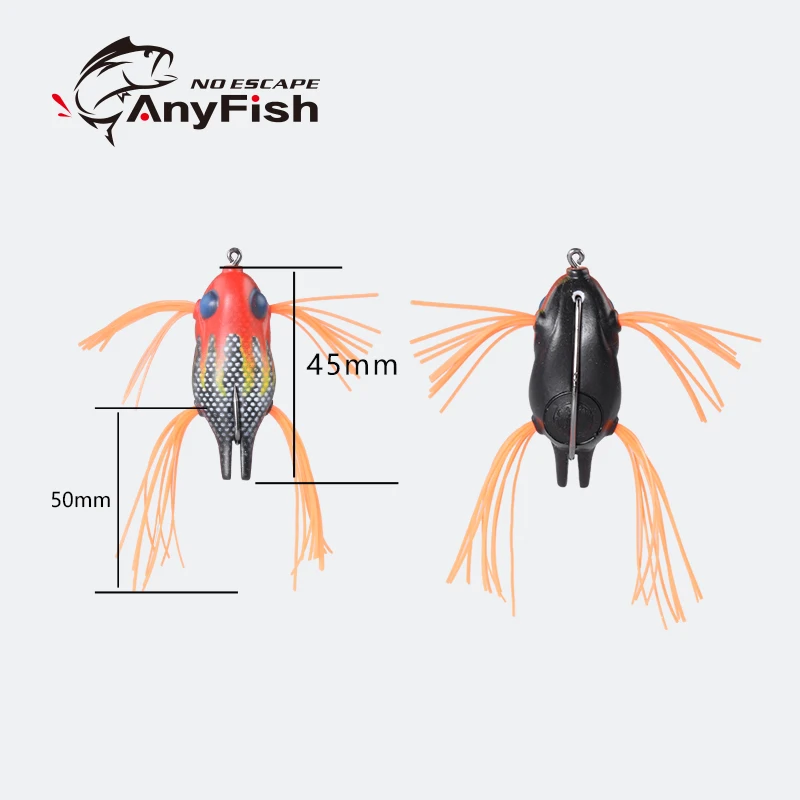 ANYFISH NERAVAN ŽABA 4.5 cm (za 7,7 g Fishing Lure Enotni kavljem blackfish Umetno mehke Vabe vaba vabe Topwater Plavajoče privabiti velike ribe