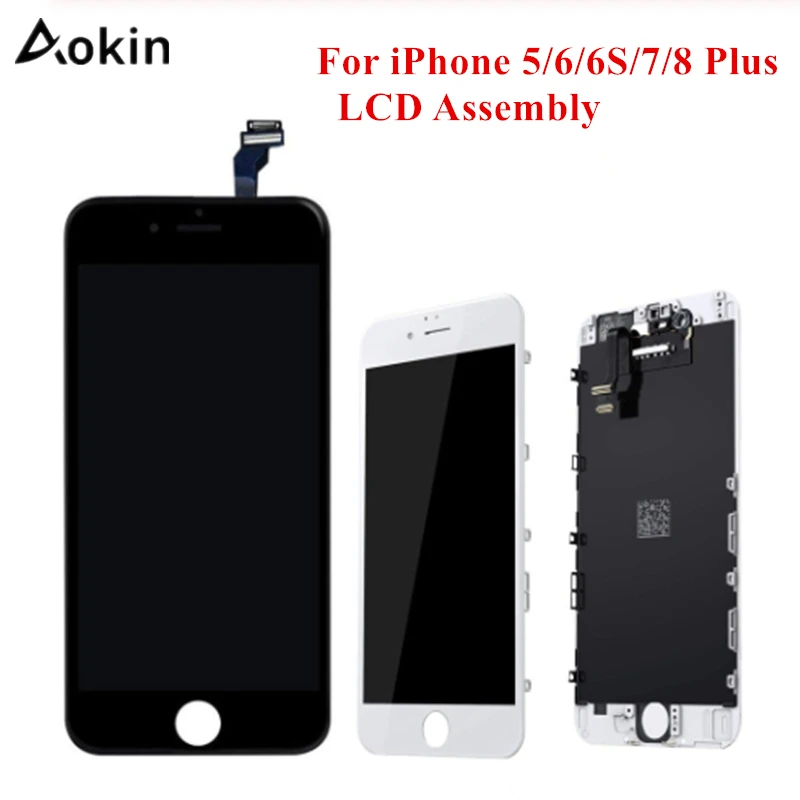 Aokin AAA+++ Za iPhone 6 6S 7 8 LCD Plus Z 3D Sile, Zaslon na Dotik, Računalnike Zbora Za iPhone 5, 5c 5S Zaslon Brez Mrtvih Pikslov
