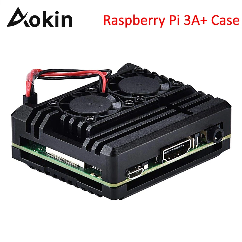 Aokin za Raspberry Pi 3A+ Primeru sklop hladilnega telesa Raspberry Pi 3A+ Lupini Aluminij Zlitine Dvojno Hladilni Ventilator Primeru