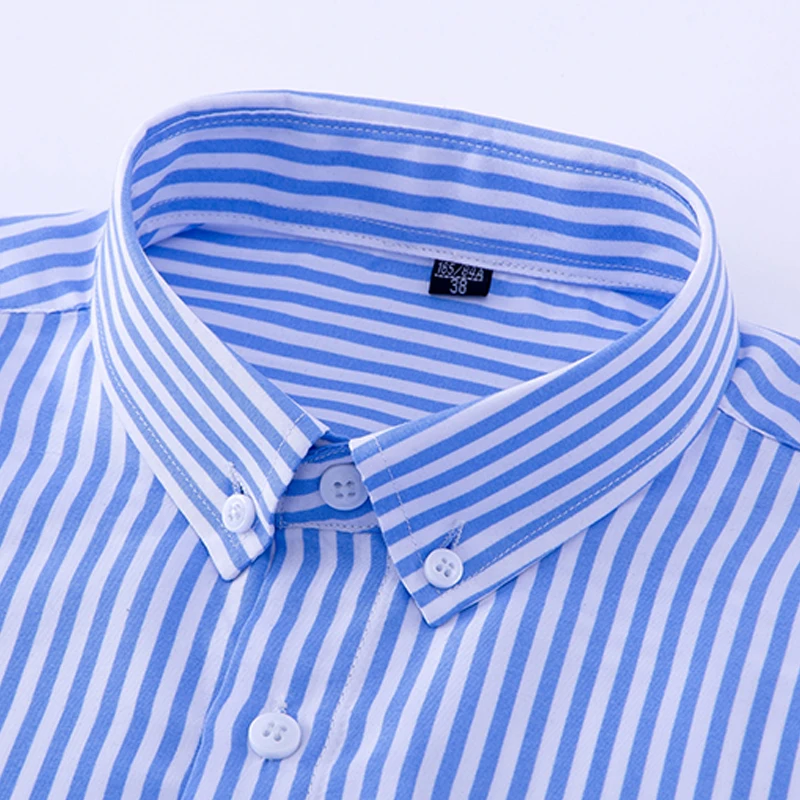 AOLIWEN blagovne znamke moških zdravje gubam odporne tkanine modre in belo črtasto majico business casual pomlad dolg rokav slim fit majica