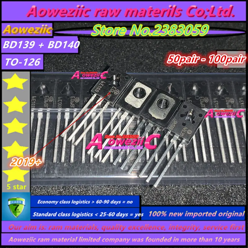 Aoweziic 2019+ 50pair - 100pair novih, uvoženih original BD139 BD140 ZA-126 tranzistor