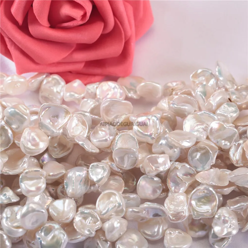 APDGG Pristnega Naravnega 11-12 mm keshi, ki so prerojeni white pearl pramenov svoboden kroglice ženske lady nakit DIY