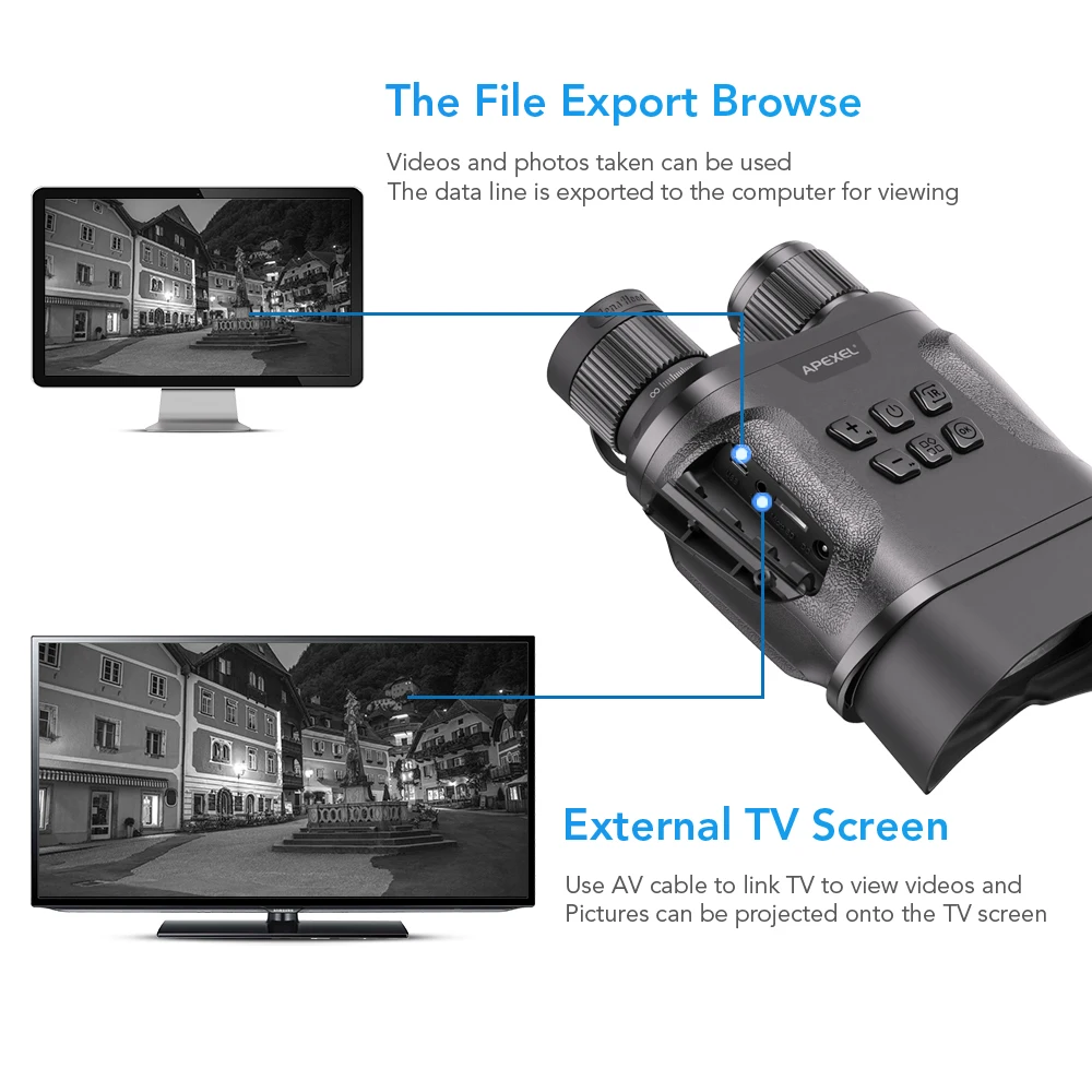 APEXEL Night Vision Naprave Daljnogled LCD Zaslon Infrardeči (IR) HD kamera nepremočljiva zoom daljnogled Za Lov Video snemanje