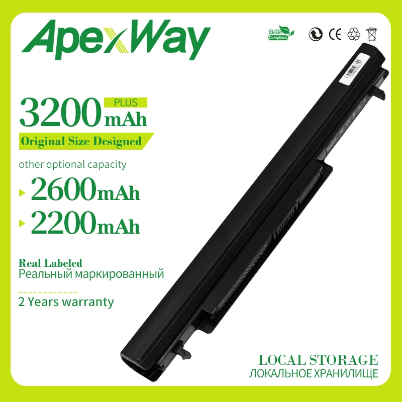 Apexway 4 Celice A41-Prenosnik K56 Baterija za ASUS K46 K46C K46CA K46CM K56 K56CA K56CM S46C S56C R505CA A32-K56 A42-K56