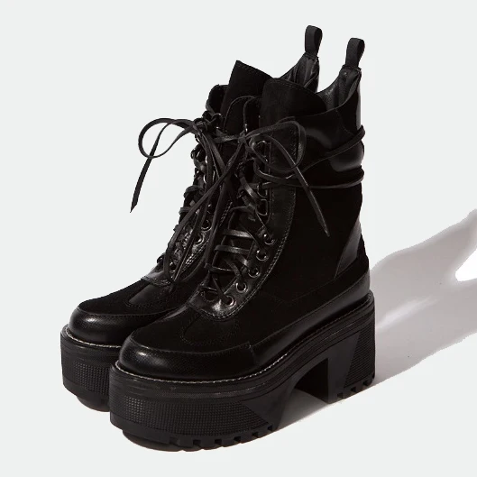 Arden Furtado 2019 pristen krava usnja, modni čevlji za ženske čipke platformo kvadratnih pete priložnostne gleženj škornji kratek plišastih čevlji