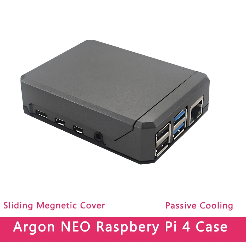 Argon NEO Raspberry Pi 4 Ohišje Aluminij Metal Lupini Drsna Magnetni Pokrov Pasivno Hlajenje Silicij hladilnega telesa za RPi Model 4B