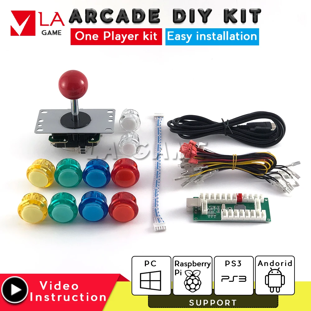 Arkadne kabinet diy kit za 1 igralca, sanwa palčko, USB, za PC/Rasberry PI led 30mm arkadna gumb set arkadna igra konzola za vgradnjo controle