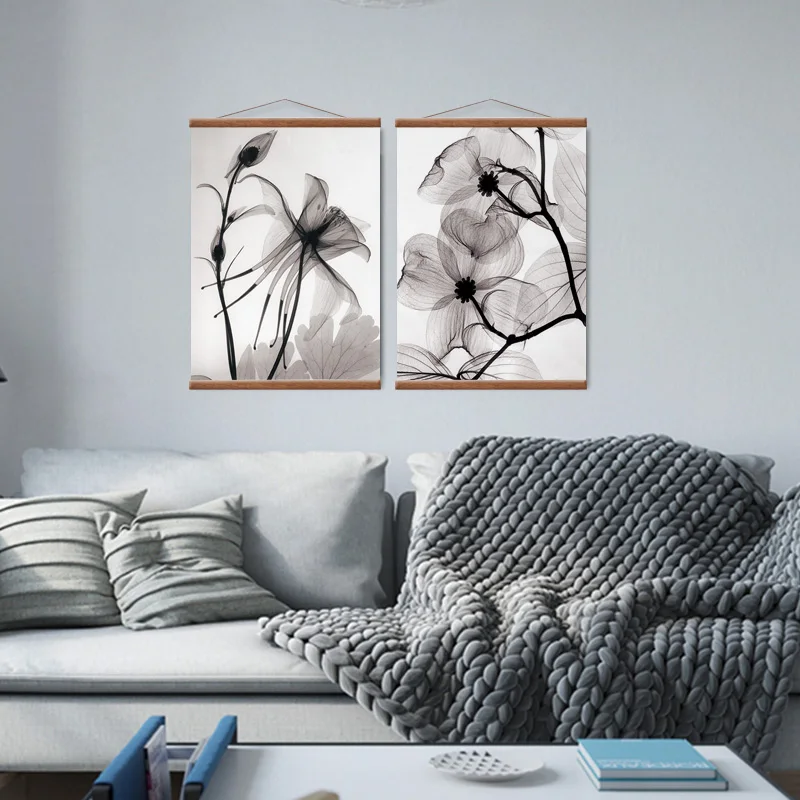 ART ZONE Moderno črno beli Cvet Povzetek Poiščite slikarstvo natisne Wall Art Platno plakat Umetnine Doma, dnevna soba, spalnica dekor