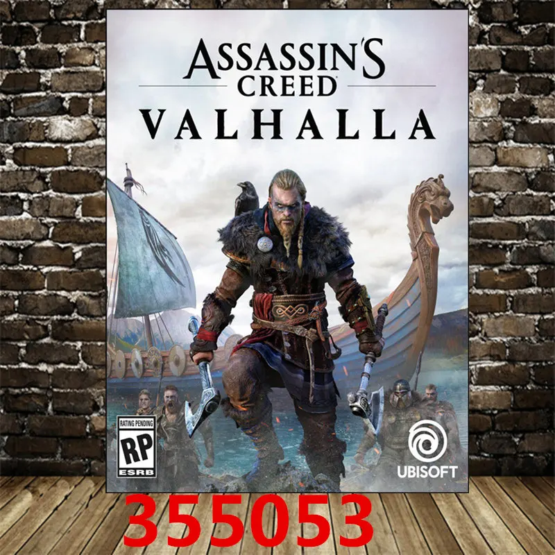 Assassin ' s Creed Valhalla Igra Plakat Anime Platno, Okrasna Paintingcanvas Dekorativno Slikarstvo Stenske Nalepke Doma Dekoracijo