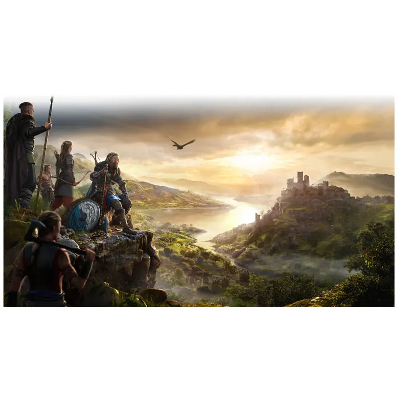 Assassin ' s Creed Valhalla Igra Plakat Anime Platno, Okrasna Paintingcanvas Dekorativno Slikarstvo Stenske Nalepke Doma Dekoracijo