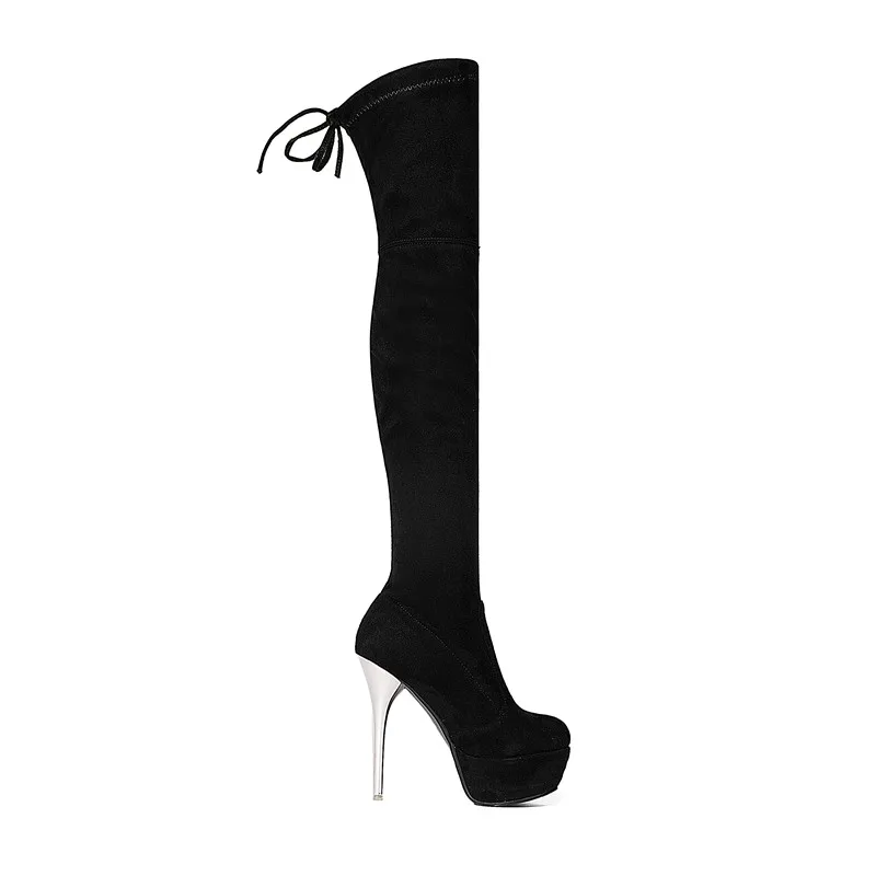 Asumer moda aurumn zimske ženske škornji črna, rdeča, siva dame čevlji platform križ vezani super visoko nad kolena in škornji