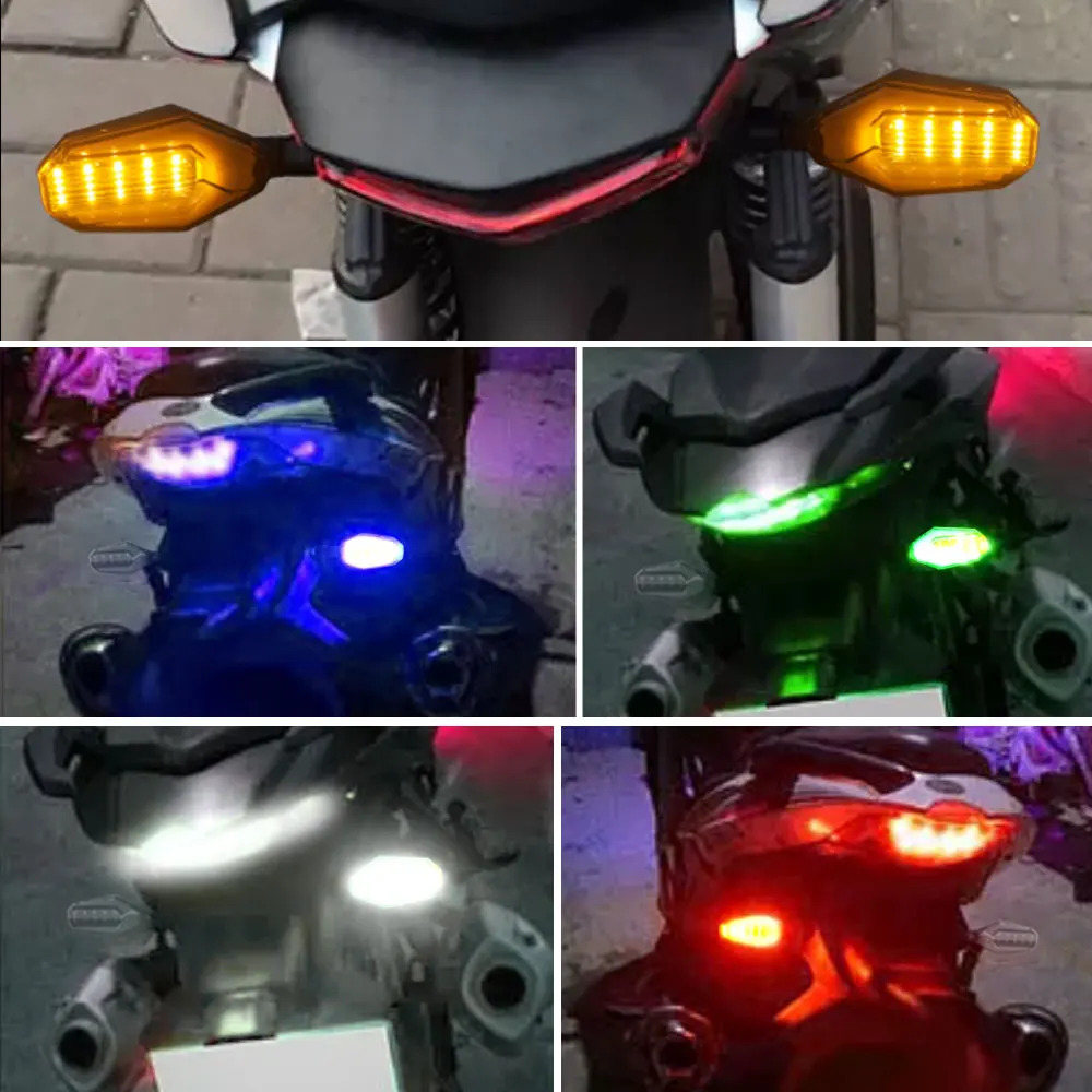 ATcomm LED Motocikla Vključite Signal Flasher Svetlobe 5 Barv Rumena Rdeča Modra Zelena Bela Clignotant Moto motorno kolo, Tek Svetlobe