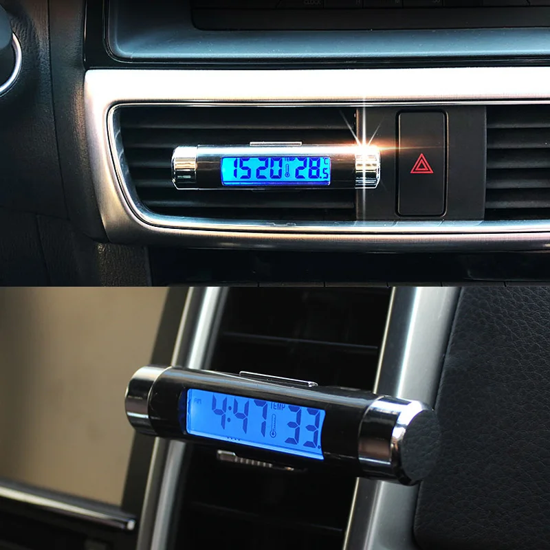 Avto Digitalni LCD Ura Temperatura Modra Osvetlitev ozadja Posnetek Za Dacia delovna halja logan sandero stepway lodgy mcv 2 Avto-styling
