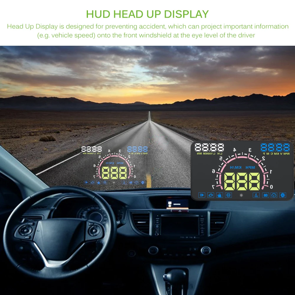 Avto je HUD, Ogledalo Head Up Display / MIN OBDII GPS, Digitalni prekoračitev hitrosti Projektor Monitor Vetrobransko steklo Varnostni Alarm Vodo Temp Zaslon