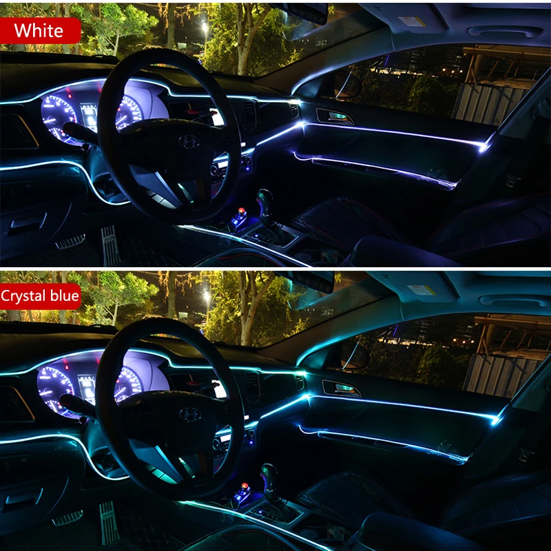 Avto LED Trak Dekoracijo Garland Žičnih Vrvi Cev Linijo, Neon, Luči Za KIA RIO K2 Hyundai Solaris Naglas Volkswagen Golf Tiguan