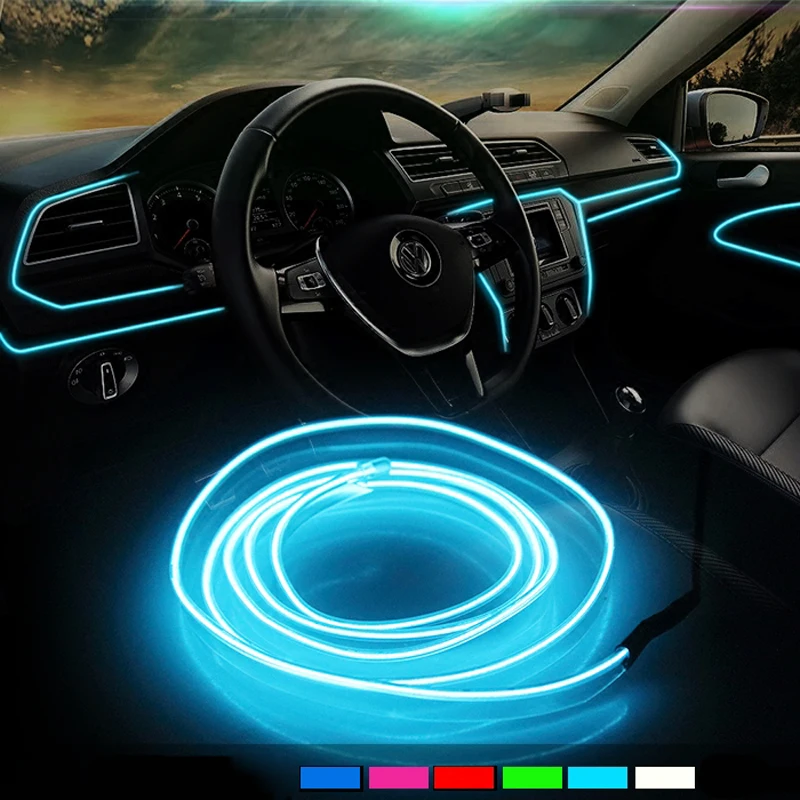 Avto LED Trak Dekoracijo Garland Žičnih Vrvi Cev Linijo, Neon, Luči Za KIA RIO K2 Hyundai Solaris Naglas Volkswagen Golf Tiguan