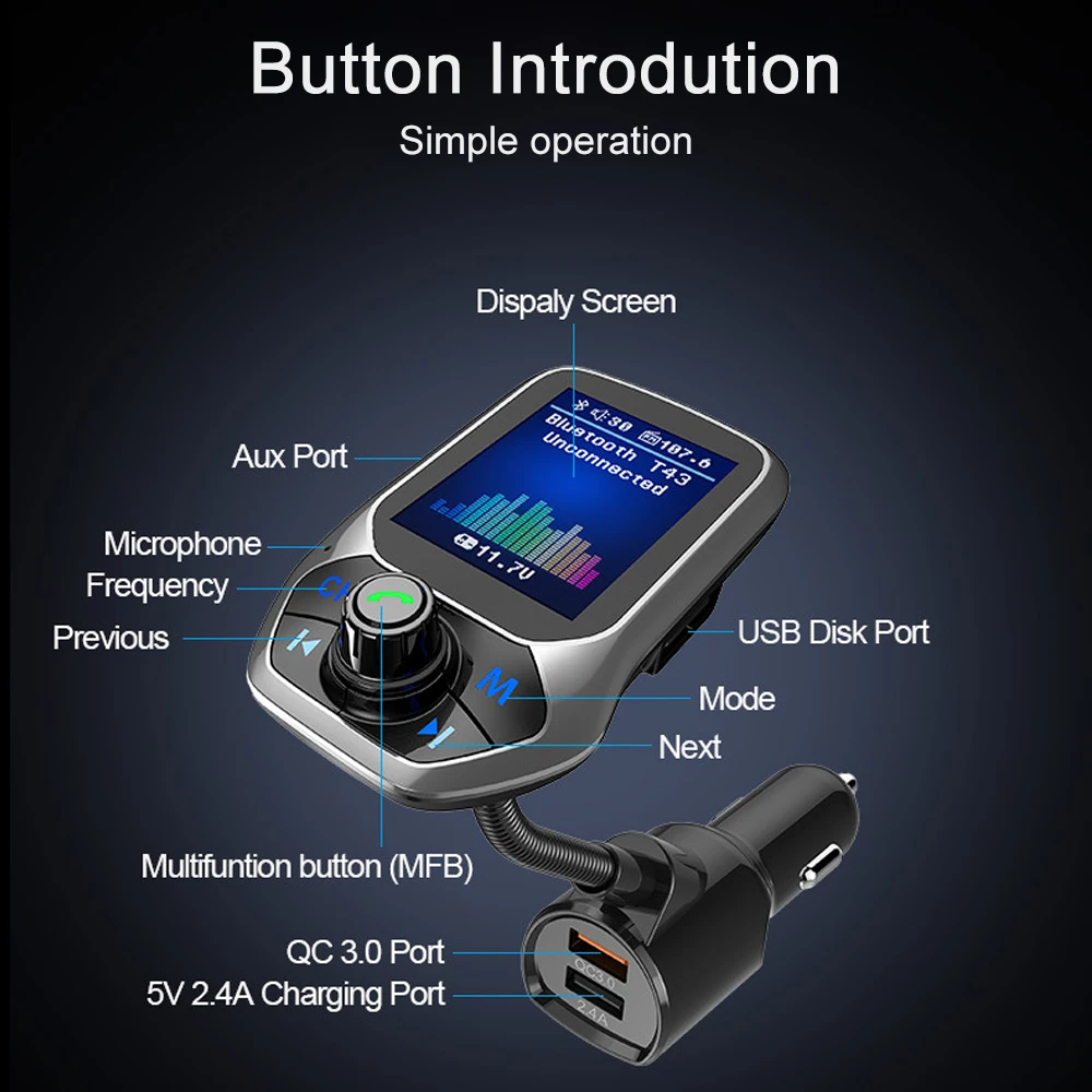 Avto MP3 Player, FM Modulator Avto Mp3 Predvajalnik Avdio Avto Polnilec SD Glasbe LED Zaslon za Prostoročno Klicanje USB Auto Dodatki