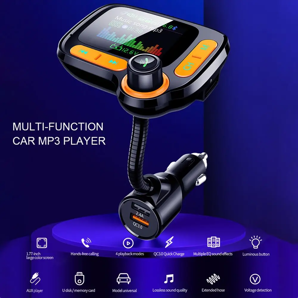 Avto MP3 Predvajalnik Glasbe Bluetooth 5.0 sprejemnik Dvojni Polnjenje prek kabla USB Vrata QC 3.0 Hands-Free (prostoročni Avtomobilski Polnilnik Radijski Sprejemnik Brezplačna Dostava