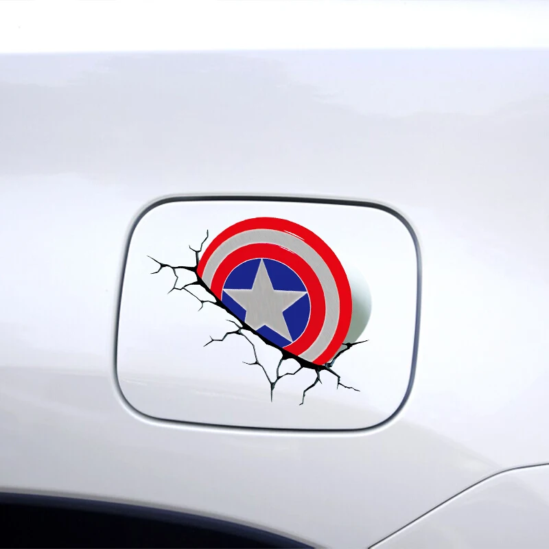 Avto Nalepke 3D Rdeča Zvezda Captain America Ščit Nalepke Zdrobljen Steno Odbijač Nalepke Nič Nalepke avto dekoracijo car wrap