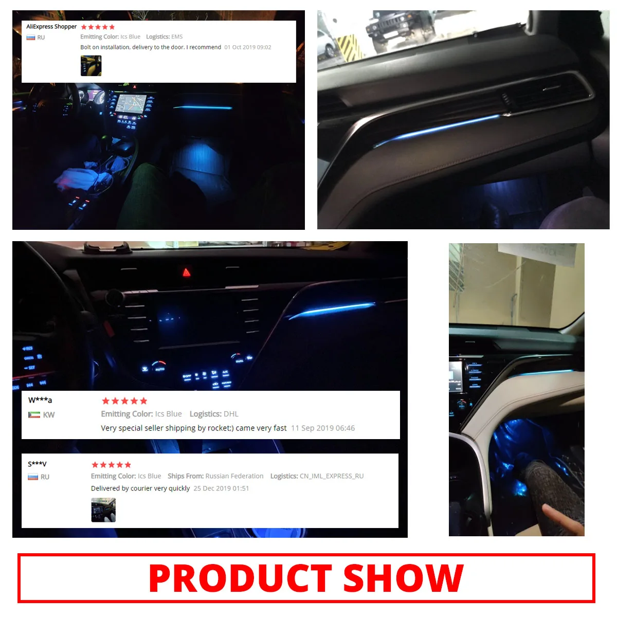 Avto Notranjosti LED Dekorativna Luč sredinski Konzoli Vzdušje Svetlo Modra Za Toyota Camry 2018